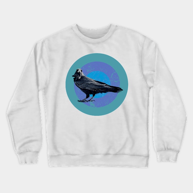 Halftone retro design Raven Crewneck Sweatshirt by DyrkWyst